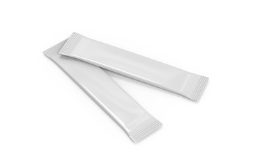 Stick sachet packaging for coffee, salt, sugar, tea, pepper or spices, mock up template on isolated...