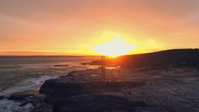 Drone Aerial Sunset Footage of the Coastline at Cronulla, Sydney, NSW, Australia. Stunning Sunset Shot at 50FPS.