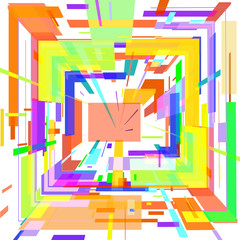 Abstract 3D  image of colored  square on a white background  