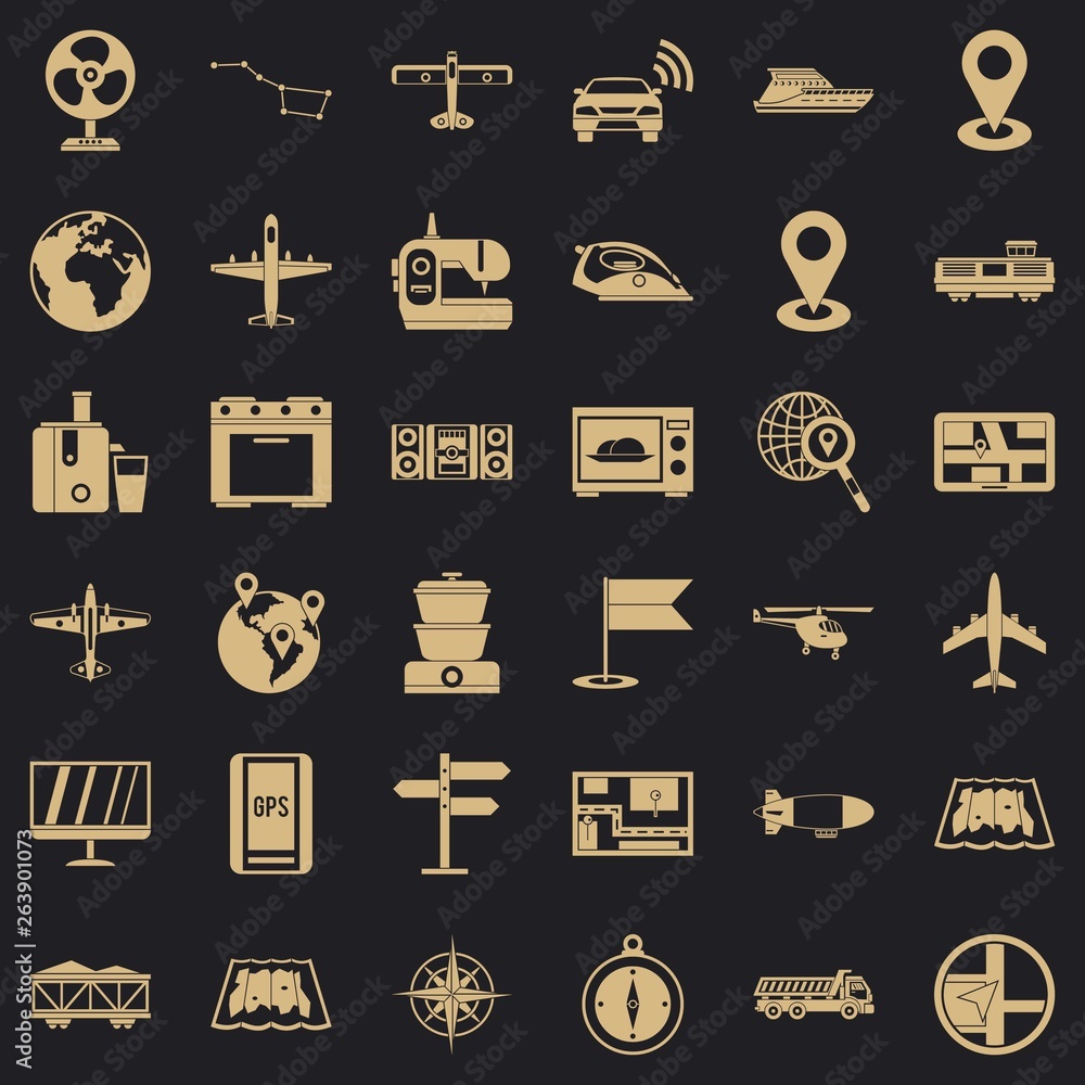 Poster technology icons set. simple style of 36 technology vector icons for web for any design