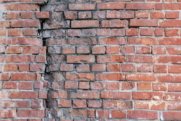 The brick texture, wall, with cracks and scratches can be used as a  background