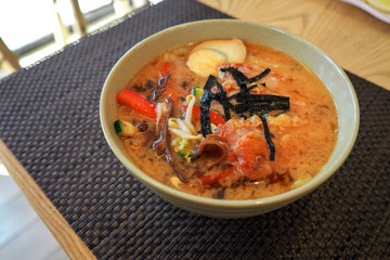 Tasty ramen, traditional japanese dish. Asian cuisine