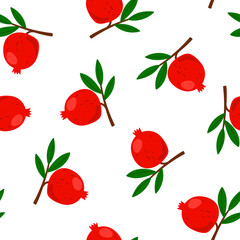Pomegranate pattern cartoon flat design. Vector wallpaper illustration of pomegranate fruit healthy