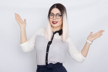 Image of beautiful business woman wearing glasses