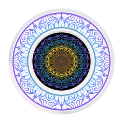 Vector Pattern With Abstract Floral Round Ornament. Oriental Pattern. Indian, Moroccan, Mystic, Ottoman Motifs. Anti-Stress Therapy Pattern.