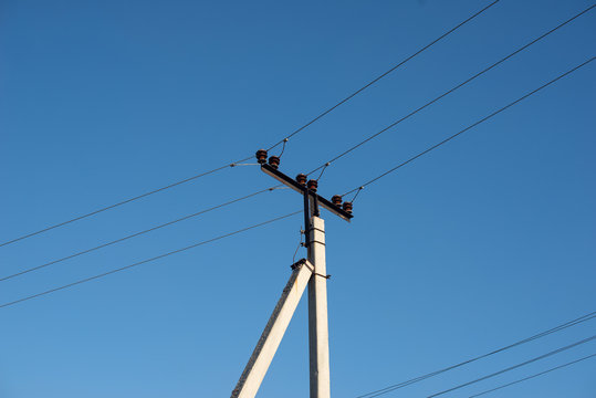  electrical power line against background of  sky