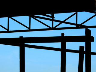 silhouette structure with blue sky