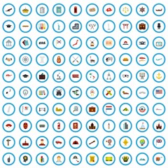 100 travel investigation icons set in flat style for any design vector illustration