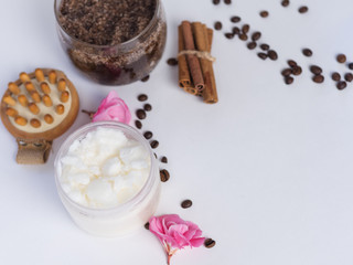 homemade coffee scrub with sugar and coconut oil