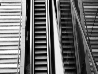 street escalator black and white style