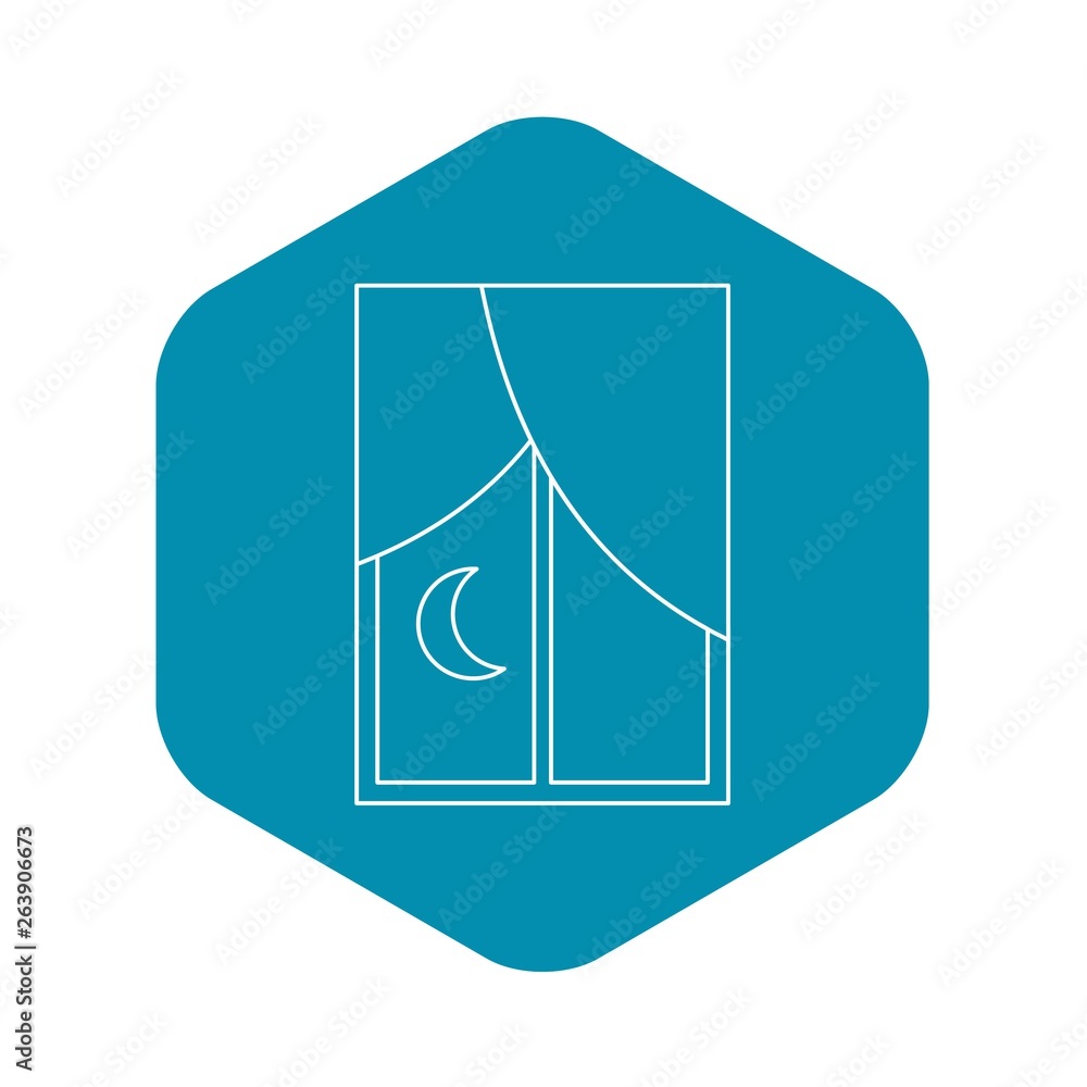 Poster night view from the window icon. outline illustration of night view from the window vector icon for 