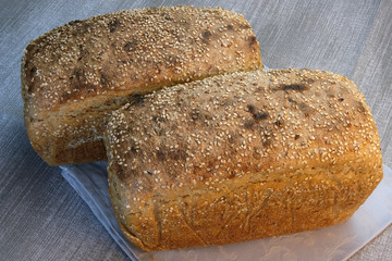 Homemade rye wheat bread baked