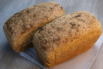 Homemade rye wheat bread baked