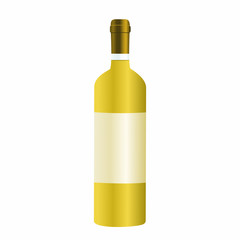 Bottle of white wine isolated on white background