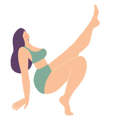 Girl in Paradise. Body positive. Summer vacation. Beautiful woman on the beach