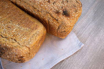 Homemade rye wheat bread baked