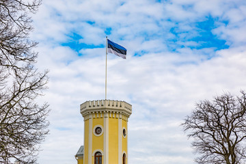 Estonian flag on a pole