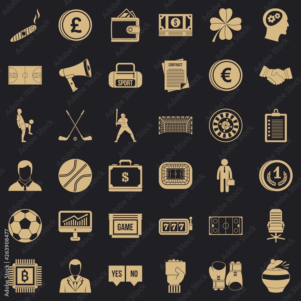 Poster totalizator icons set. simple style of 36 totalizator vector icons for web for any design