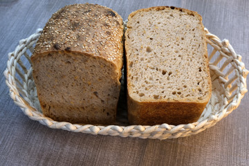 Homemade rye wheat bread baked