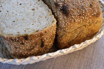 Homemade rye wheat bread baked