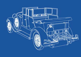 old car drawing vector
