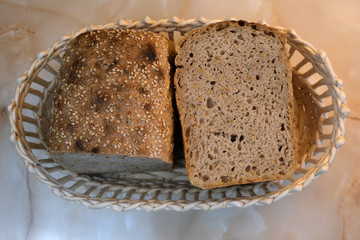 Homemade rye wheat bread baked