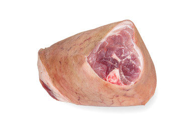 raw pork leg isolated on white background