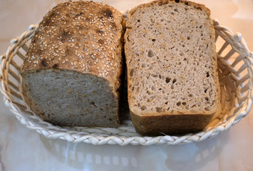 Homemade rye wheat bread baked