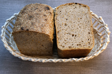 Homemade rye wheat bread baked