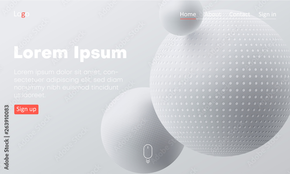 Canvas Prints white web homepage template with icons and 3d balls pattern.