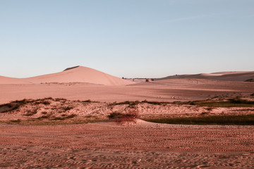 Fototapeta na wymiar desert landscape with orange sand dunes Vietnam