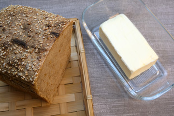 Homemade rye wheat bread baked