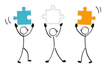 3 people and puzzle lack