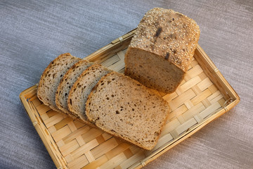 Homemade rye wheat bread baked