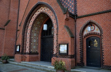 Fototapeta na wymiar Protestant Auenkirche (Auen Church, built between 1895 and 1897) in Berlin Wilmersdorf on March 25, 2015, Germany