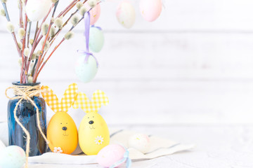 easter bunny on wood  white  background