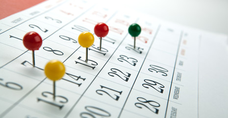 wall calendar with number of days needles