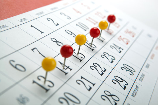 wall calendar with number of days needles in a row