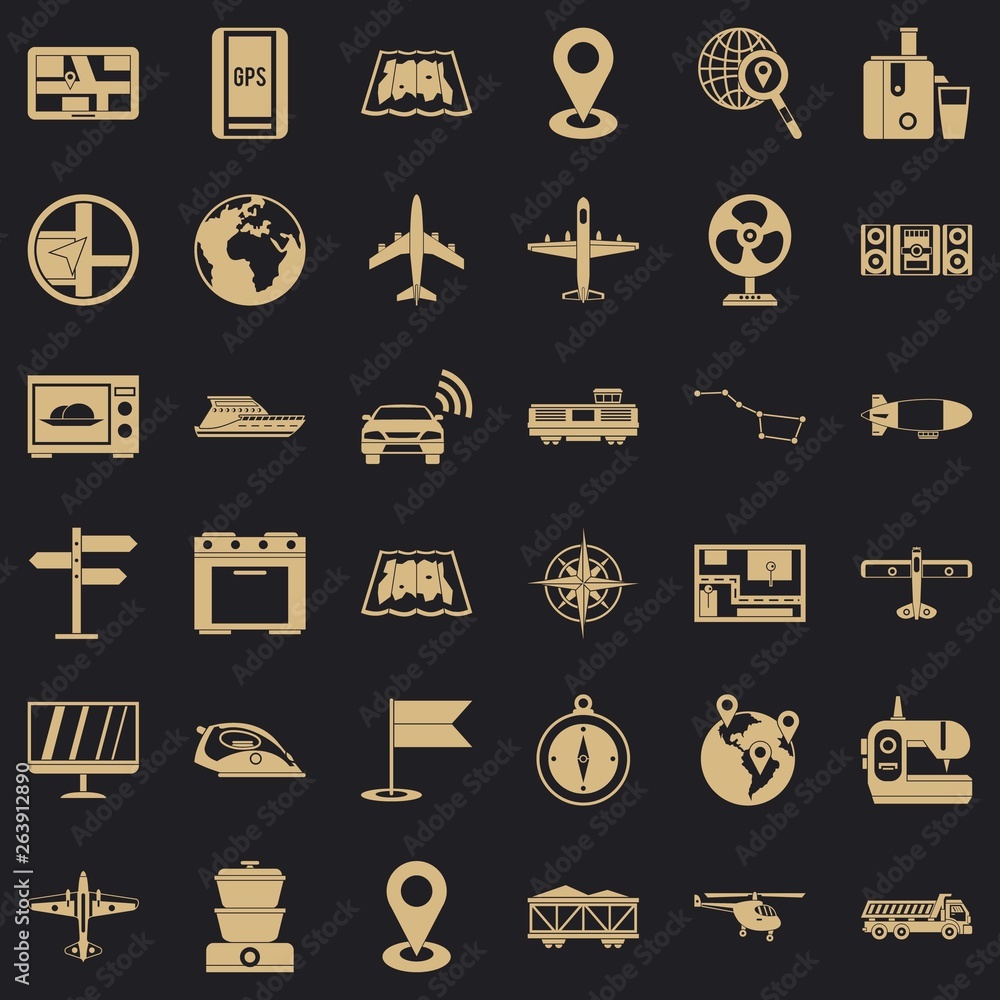 Poster digital icons set. simple style of 36 digital vector icons for web for any design