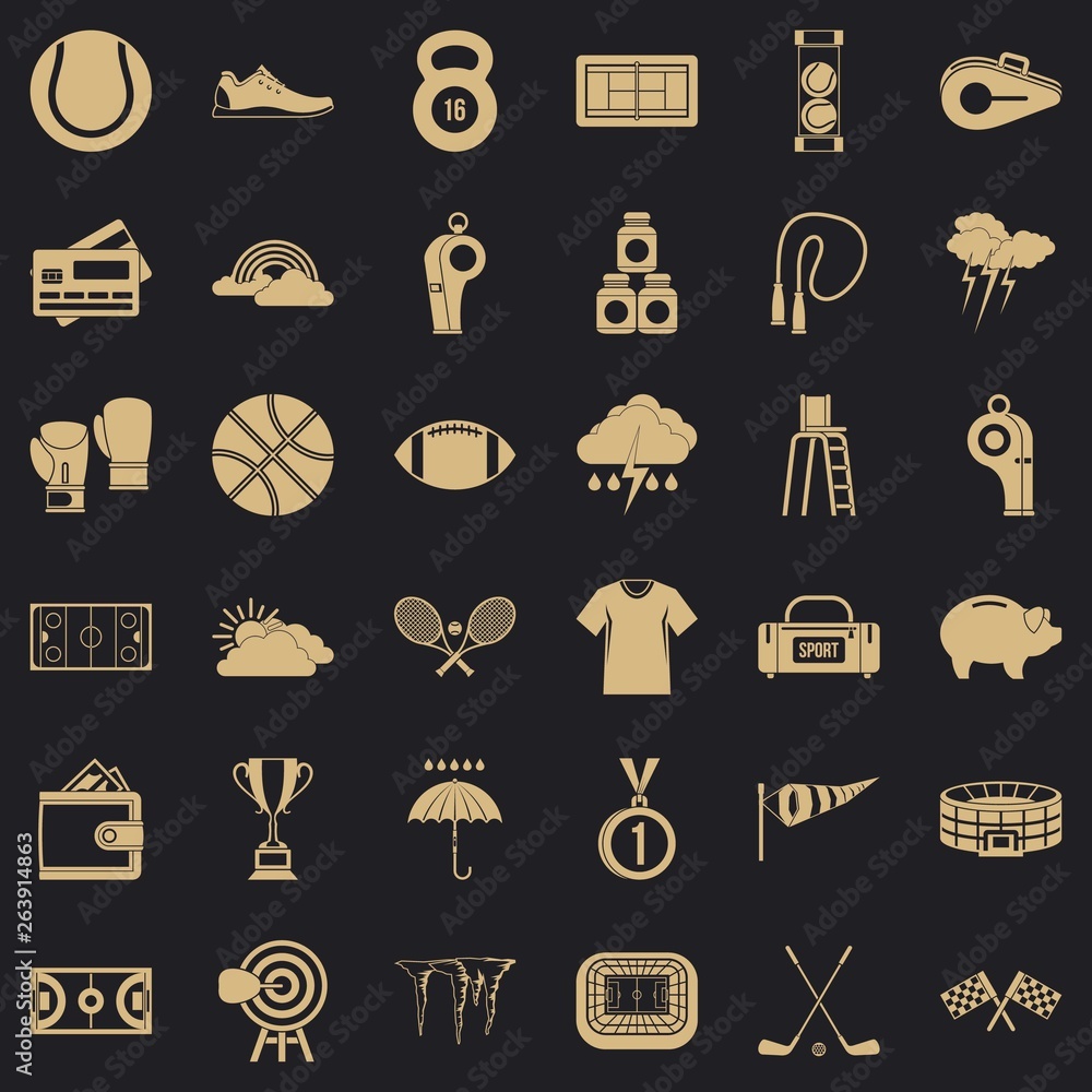 Poster competition icons set. simple style of 36 competition vector icons for web for any design