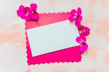 greeting card with flower petals