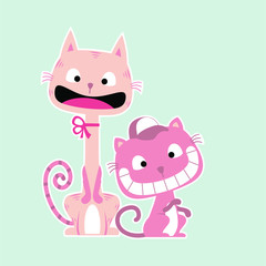 Vector illustration. Flat design . Hand draw graphics . Cute puppy smiling a kitten. Can be used as a print for children's clothing .