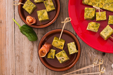 Spanish omelette with spinach.