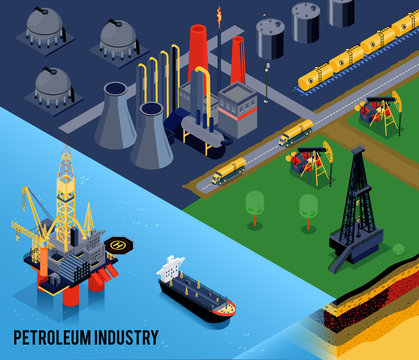 Isometric Oil Industry Composition
