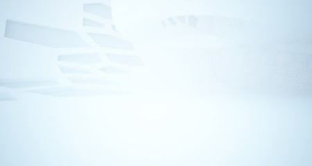 Abstract white parametric interior with window. 3D illustration and rendering.