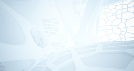 Abstract white parametric interior with window. 3D illustration and rendering.