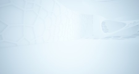 Obraz premium Abstract white parametric interior with window. 3D illustration and rendering.