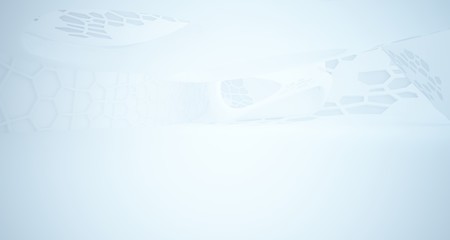 Abstract white parametric interior with window. 3D illustration and rendering.