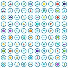 100 universe icons set in cartoon style for any design vector illustration