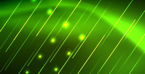 Obraz premium Neon glowing wave, magic energy and light motion background